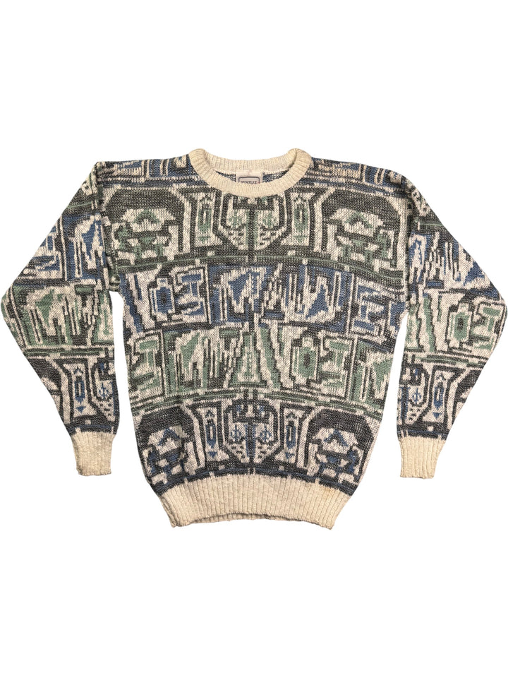 Bentley Geometric Patterned Sweater - M - Think Vintage