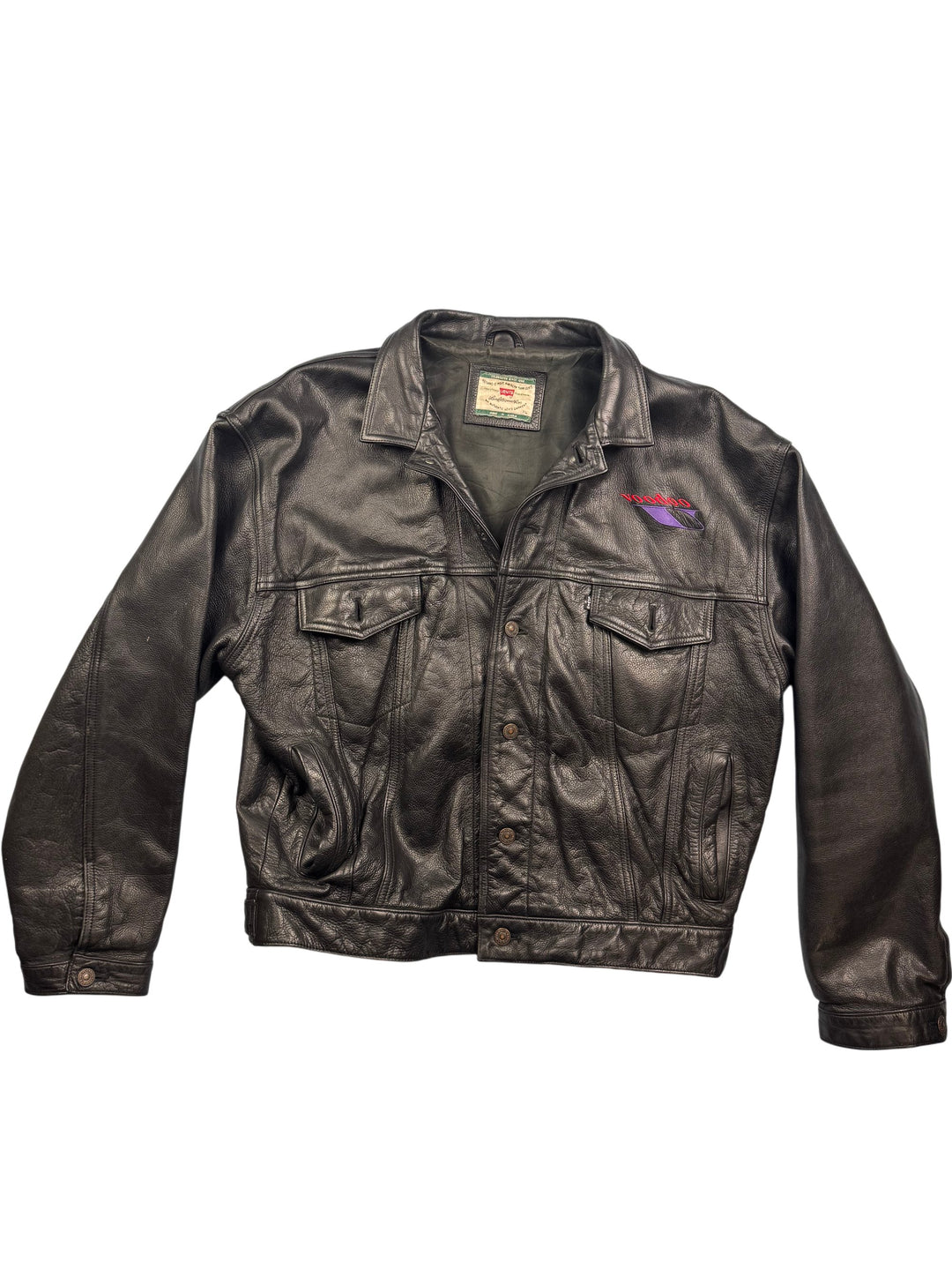 Levi's Black Leather Jacket - XL - Think Vintage