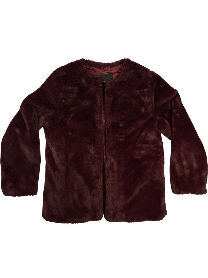 Faux Fur Burgundy Jacket - S - Think Vintage