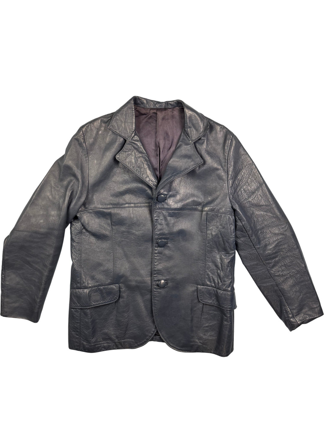 Eurosuede Navy Leather Jacket - M - Think Vintage