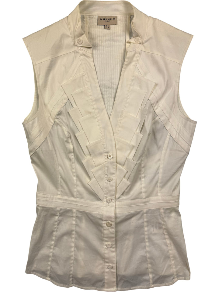 Karen Millen Sleeveless Satin Blouse - S - Think Vintage
