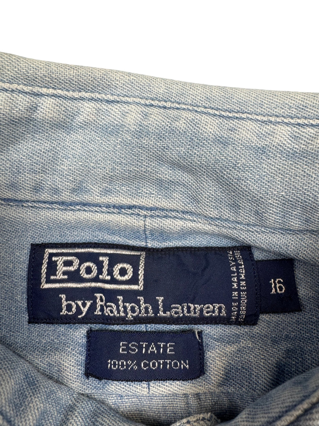 Polo Ralph Lauren Estate Blue Denim Shirt - L - Think Vintage