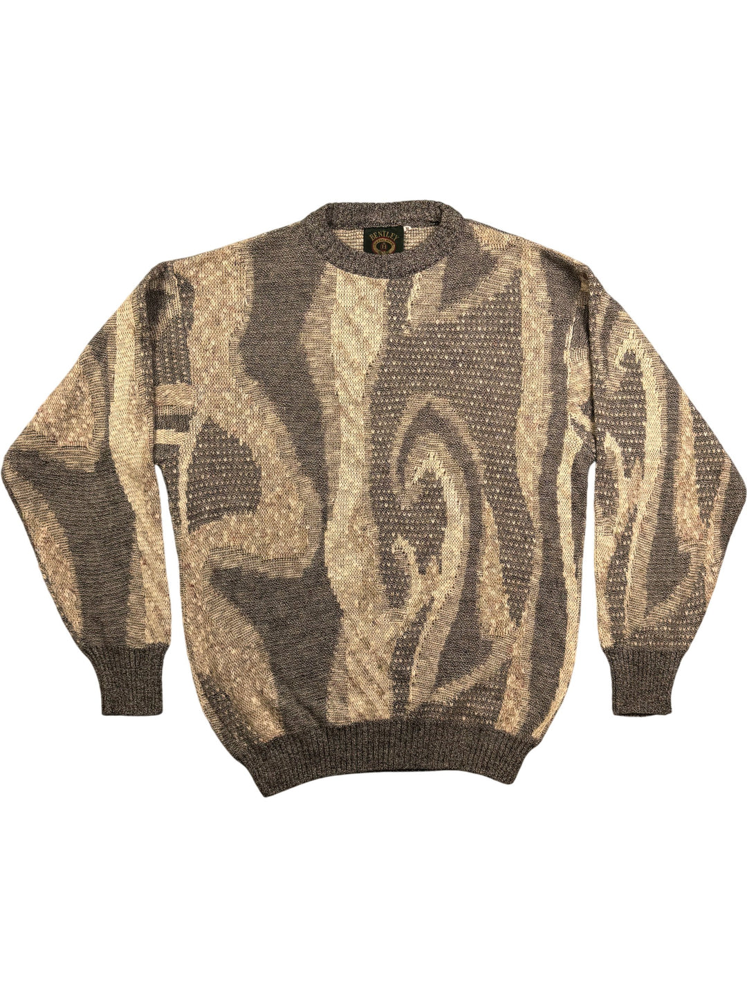 Bentley Abstract Pattern Italian Sweater - L - Think Vintage