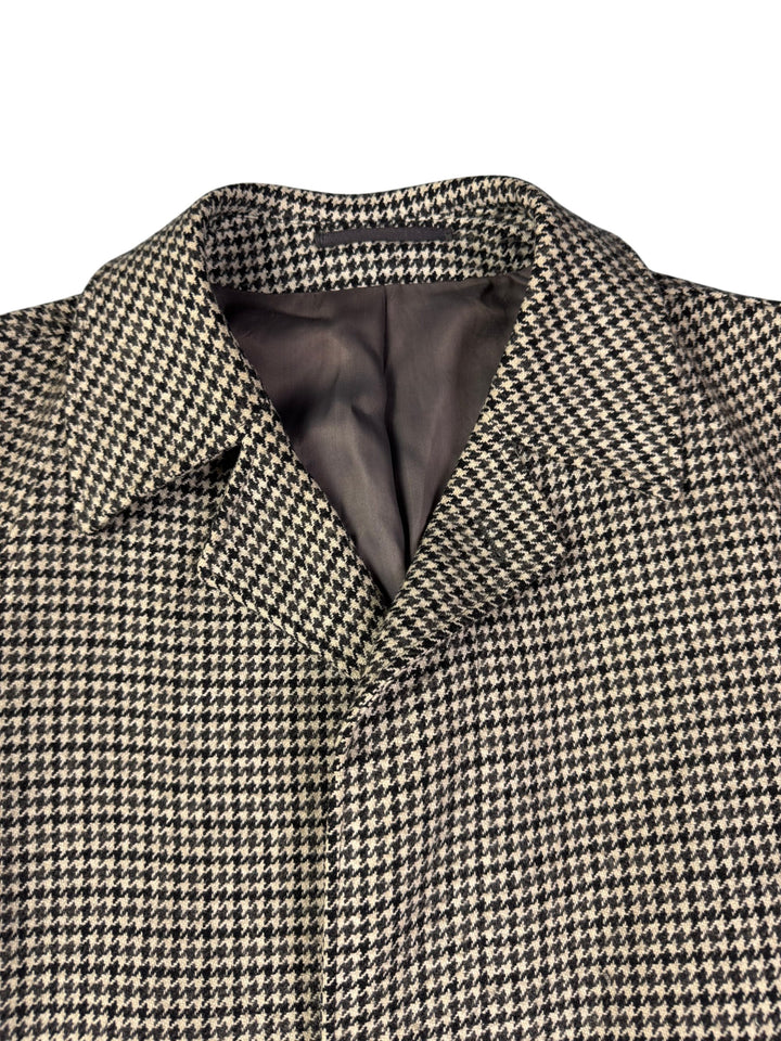 House Of Fraser Houndstooth Long Coat - M - Think Vintage