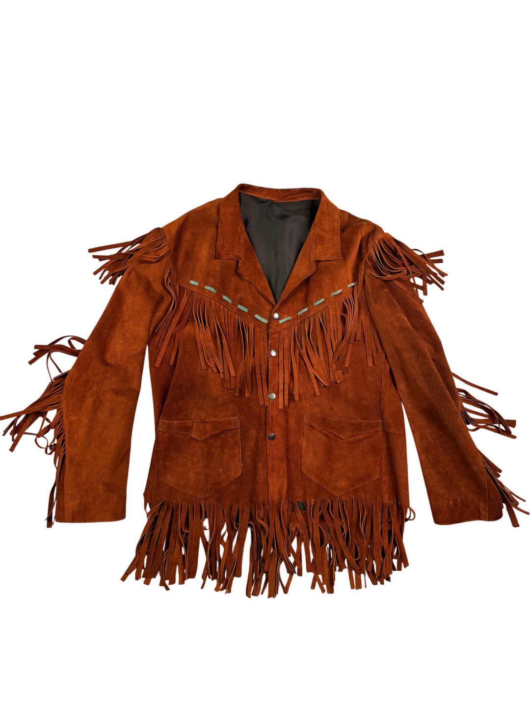 70s Brown Suede Fringe Jacket - L - Think Vintage