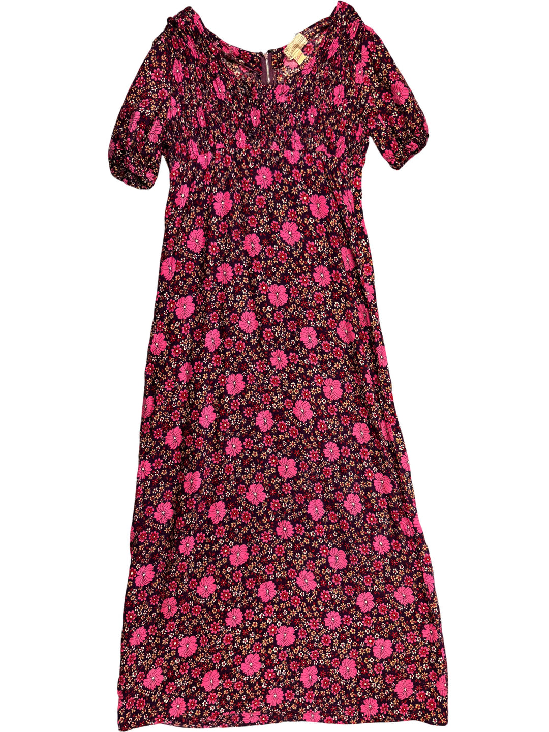 1970s Etam Floral Short Sleeved Dress - S - Think Vintage