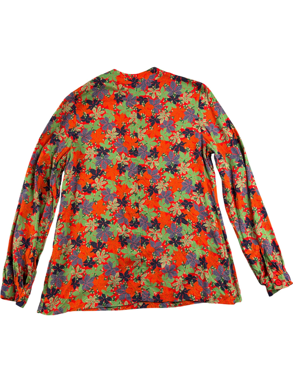 1970s Floral Patterned Long Sleeve Blouse - M - Think Vintage