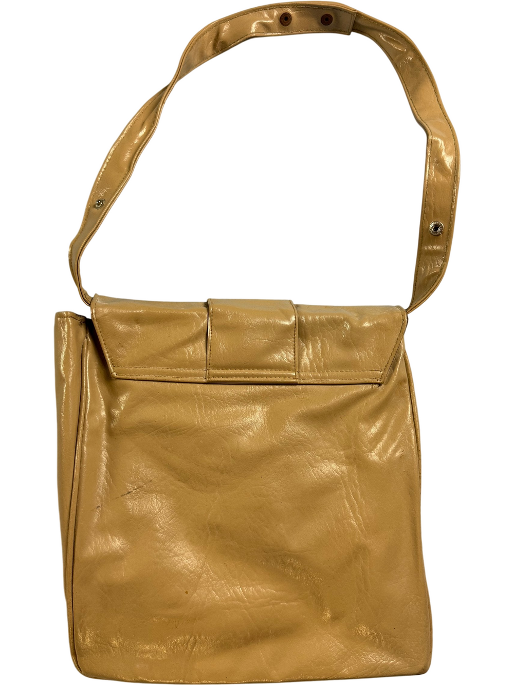 1960s Beige Flap Closure Shoulder Bag - Think Vintage