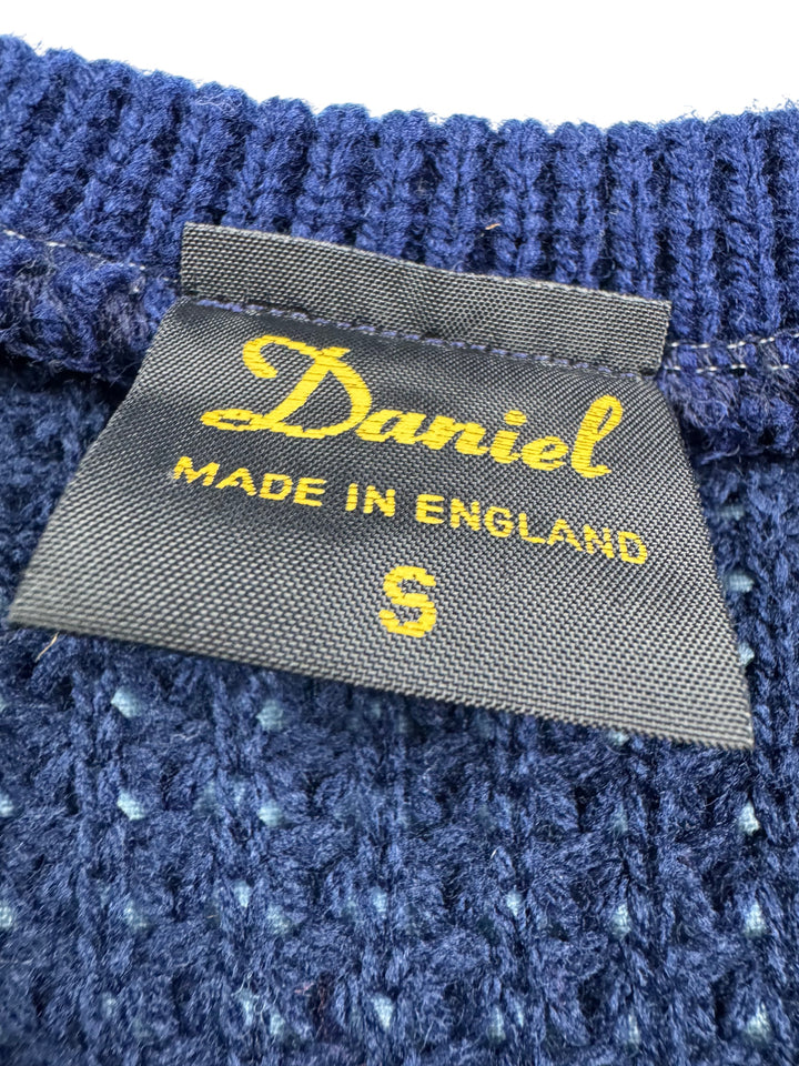 Daniel Navy Waffle Knit Sweater - S - Think Vintage