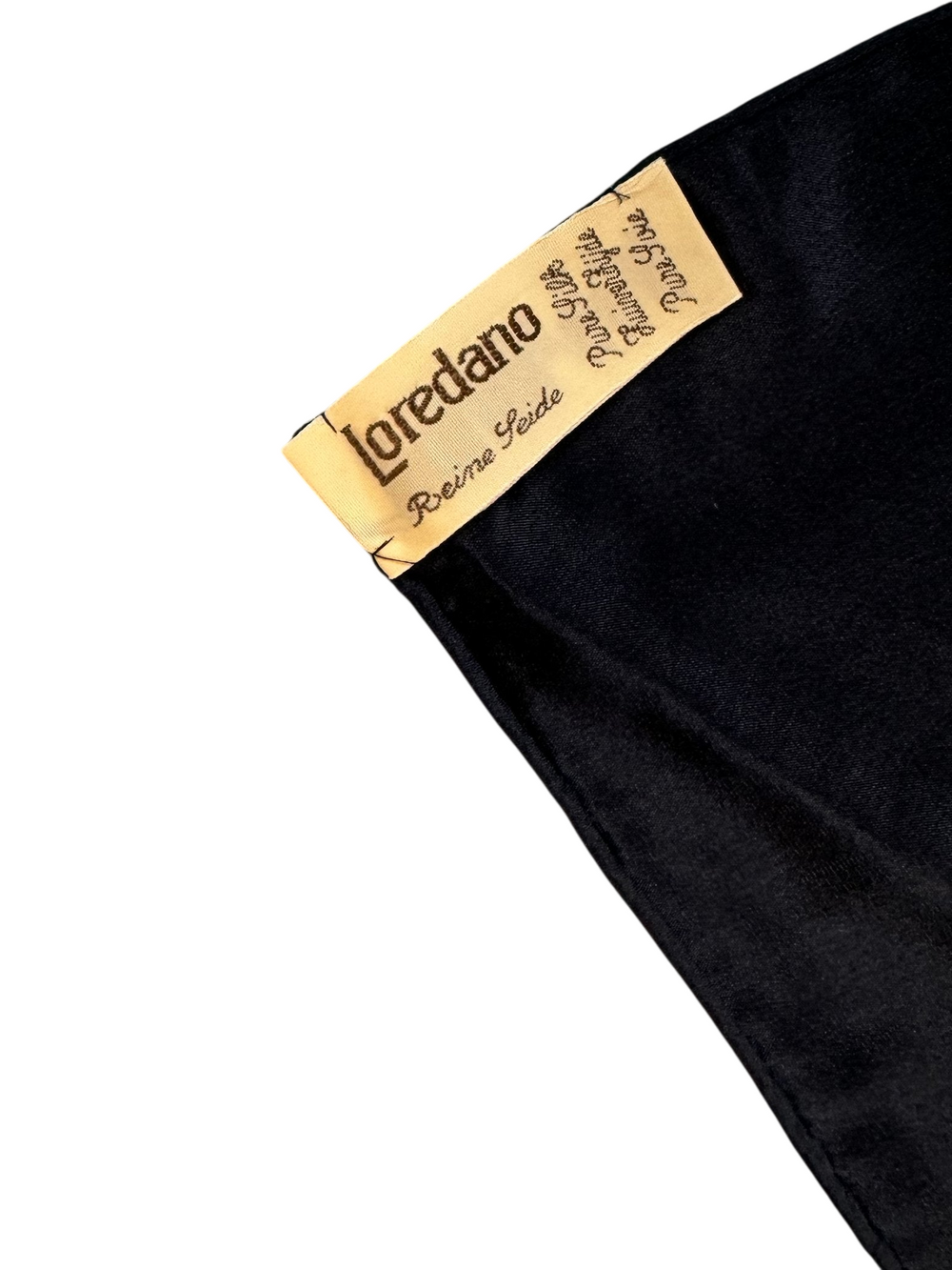 Loredano Silk Square Scarf Blue Green Pattern - Think Vintage