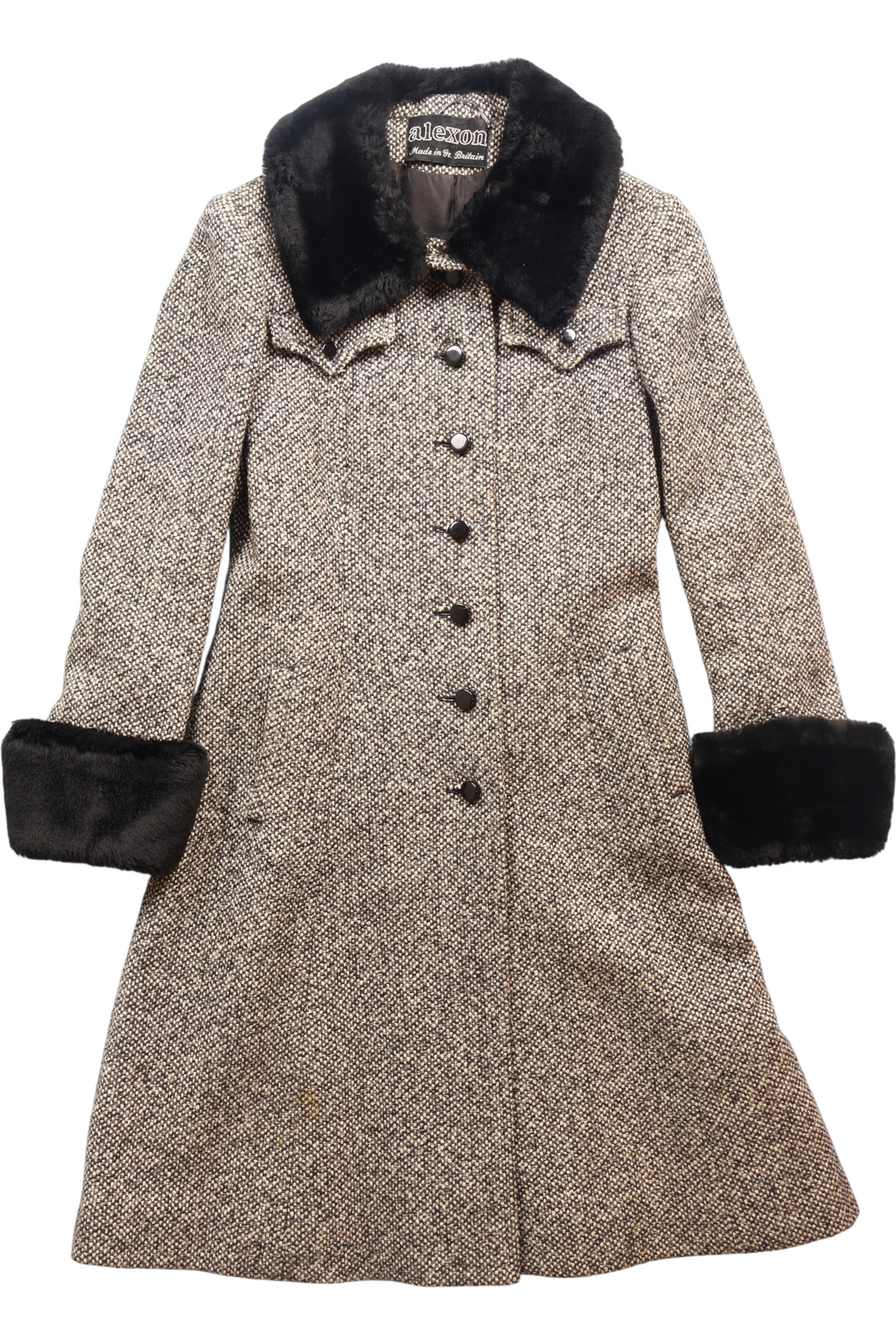 1970s Alexon Wool Coat With Fur Collar - S - Think Vintage