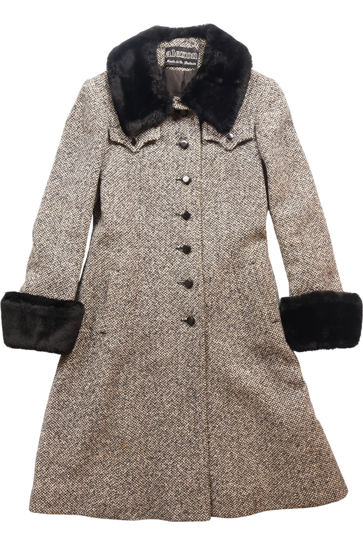 1970s Alexon Wool Coat With Fur Collar - S - Think Vintage