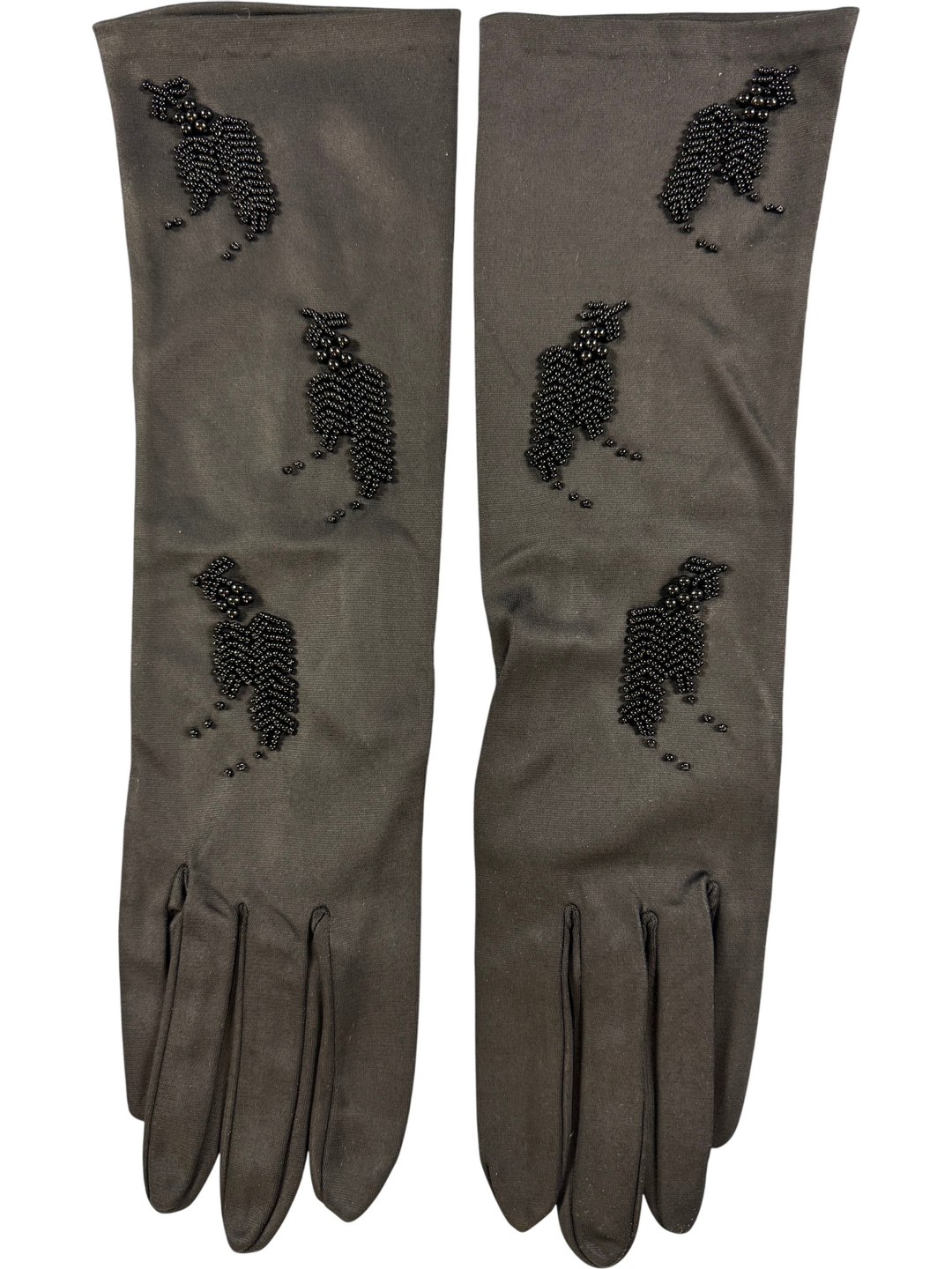 Black Embellished Long Gloves - Think Vintage