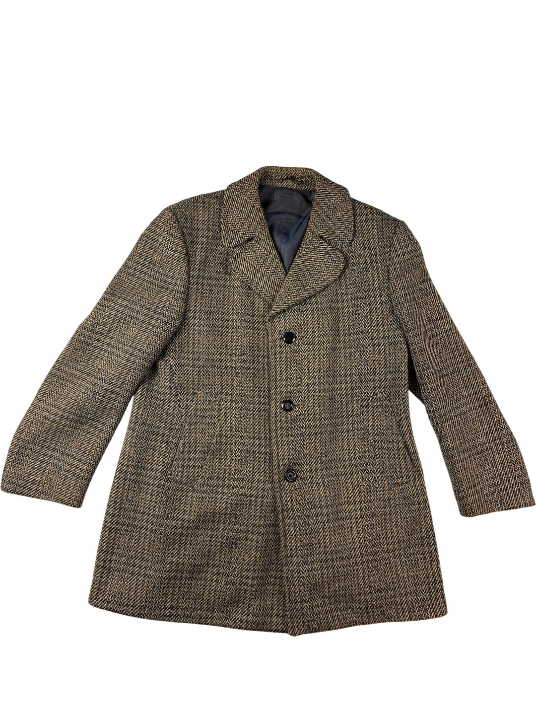 Burton Herringbone Wool Pea Coat - L - Think Vintage