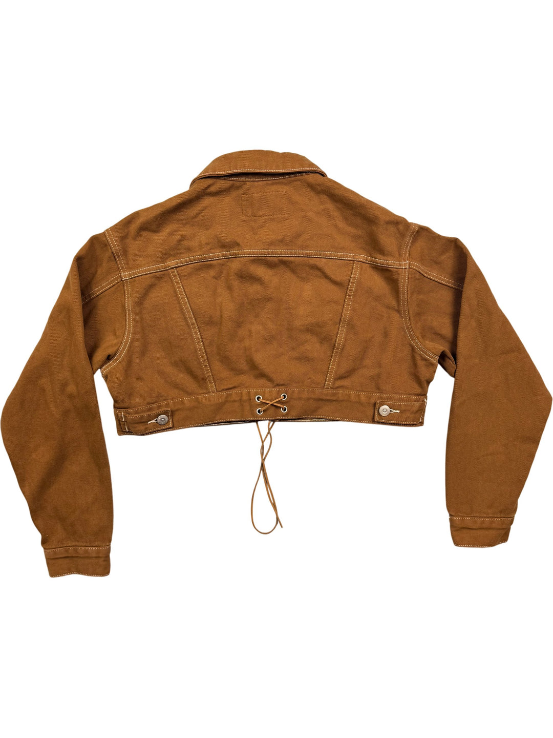 Urban Revivo Brown Cropped Trucker Jacket - S - Think Vintage
