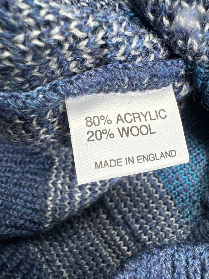 1980s Bentley V-Neck Patterned Sweater - M - Think Vintage