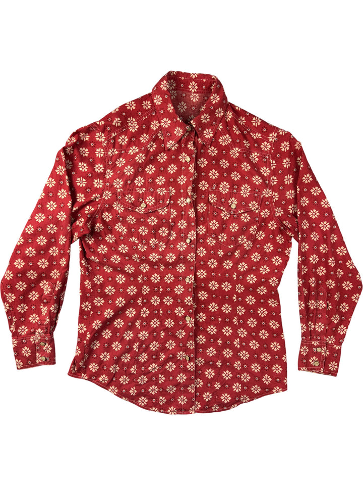 1990s St. Michael Floral Red Shirt - Think Vintage