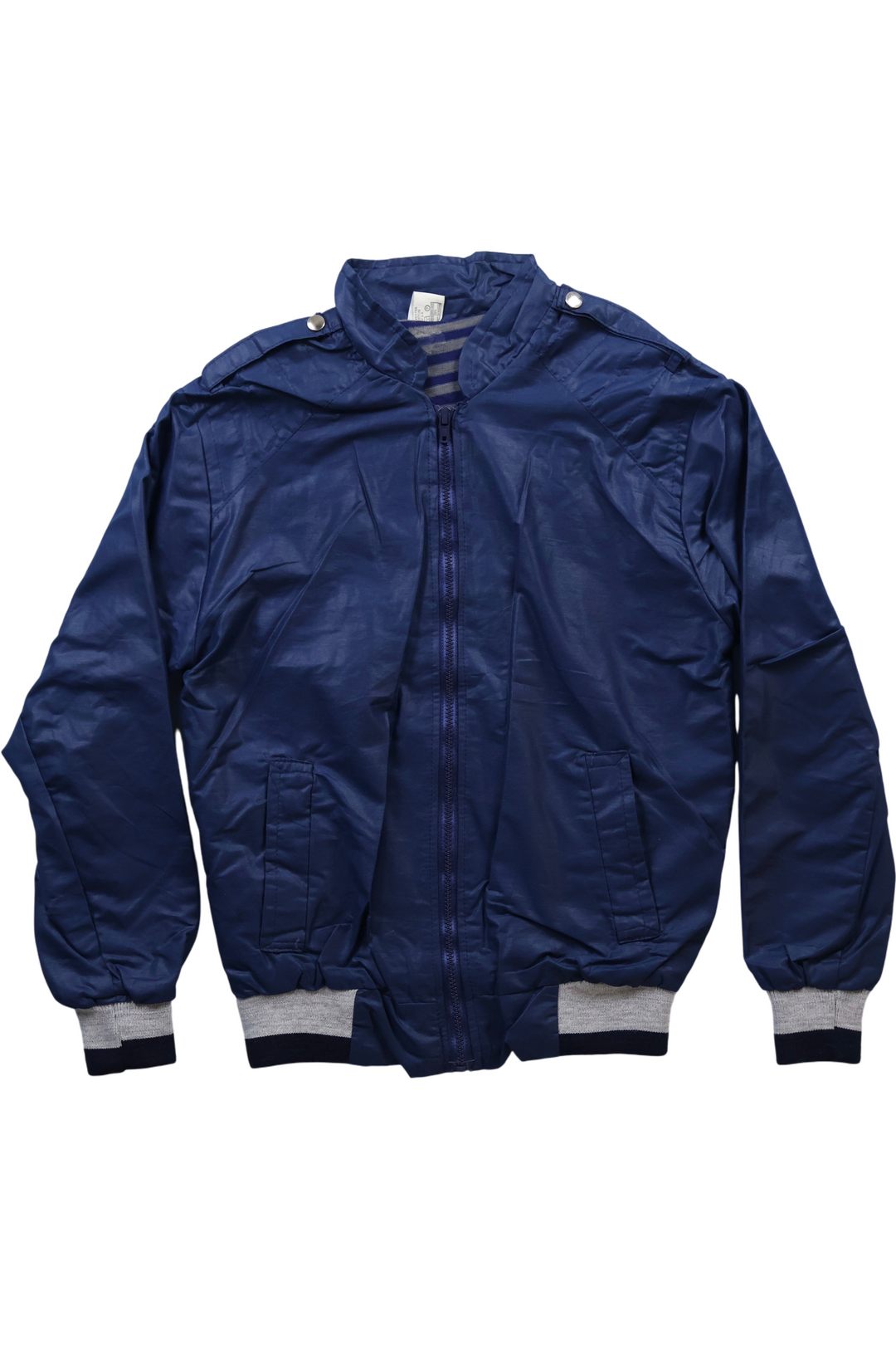 1970s Navy Hooded Bomber Jacket - S - Think Vintage