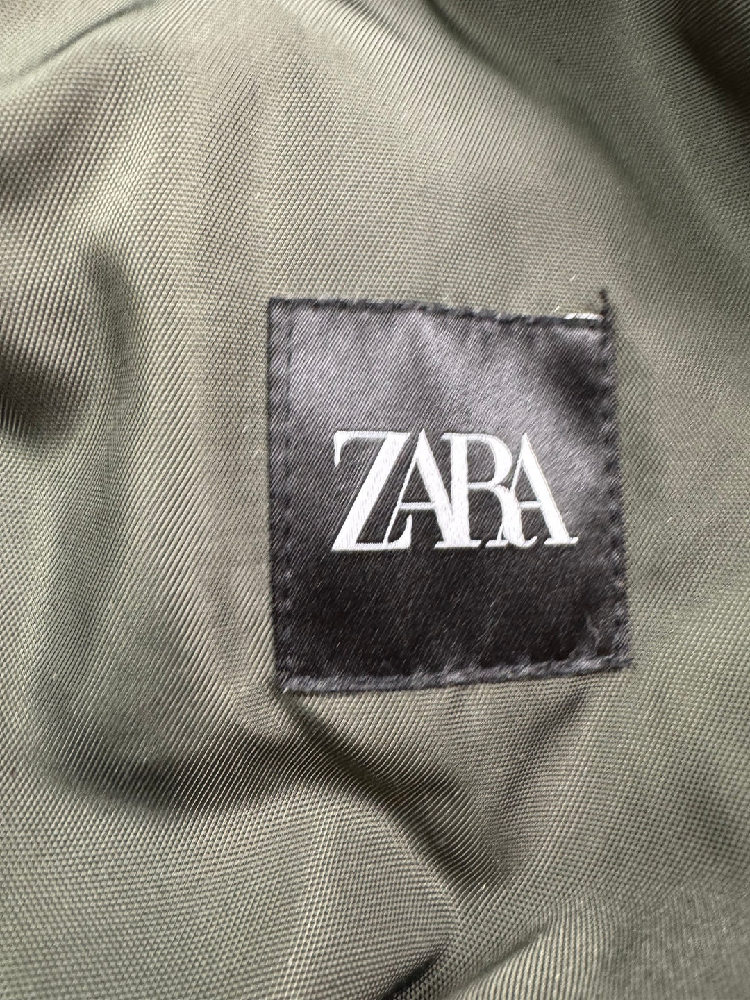 Zara Olive Green Bomber Jacket - L - Think Vintage