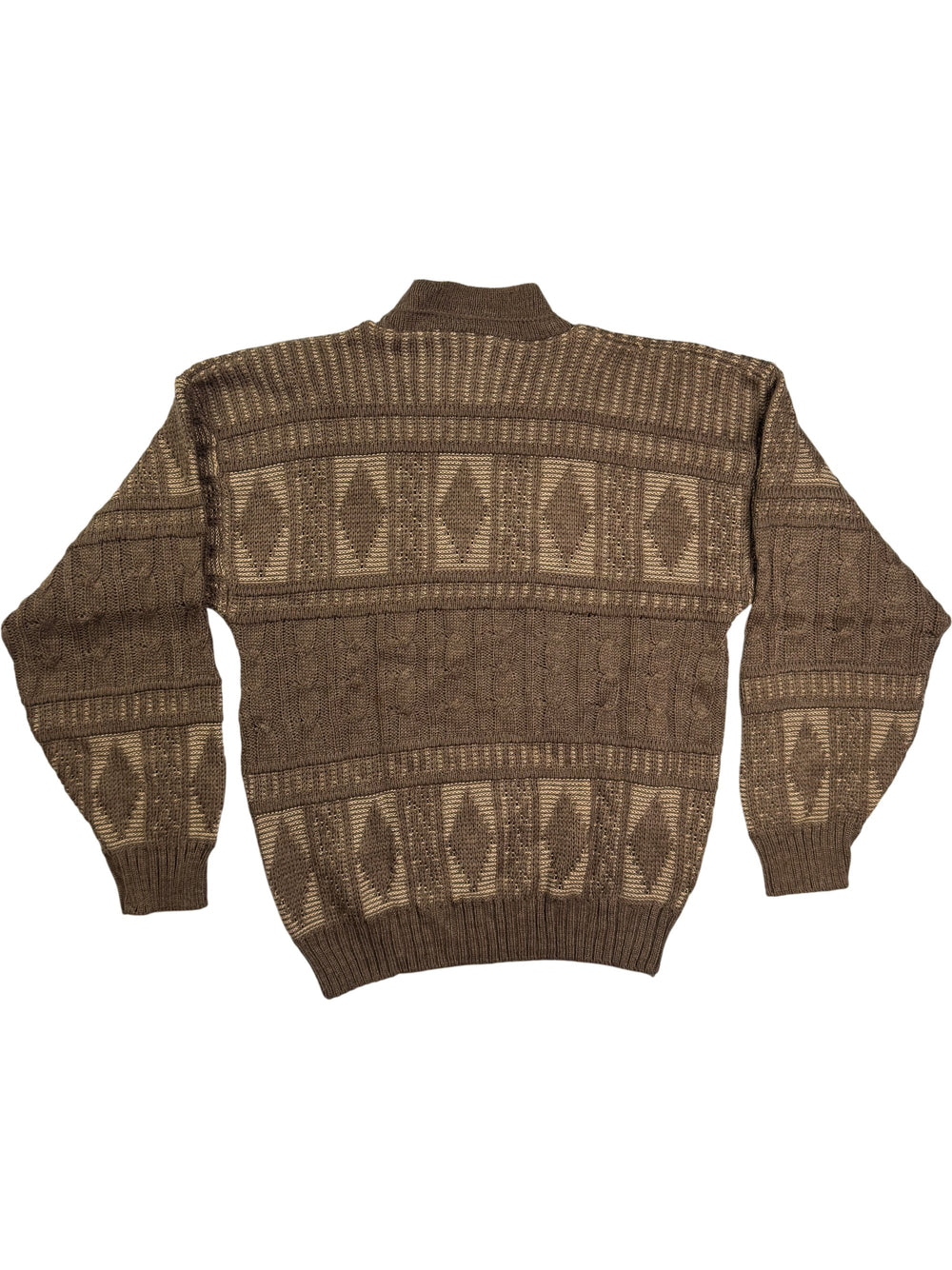 Bentley Brown Geometric Sweater - M - Think Vintage