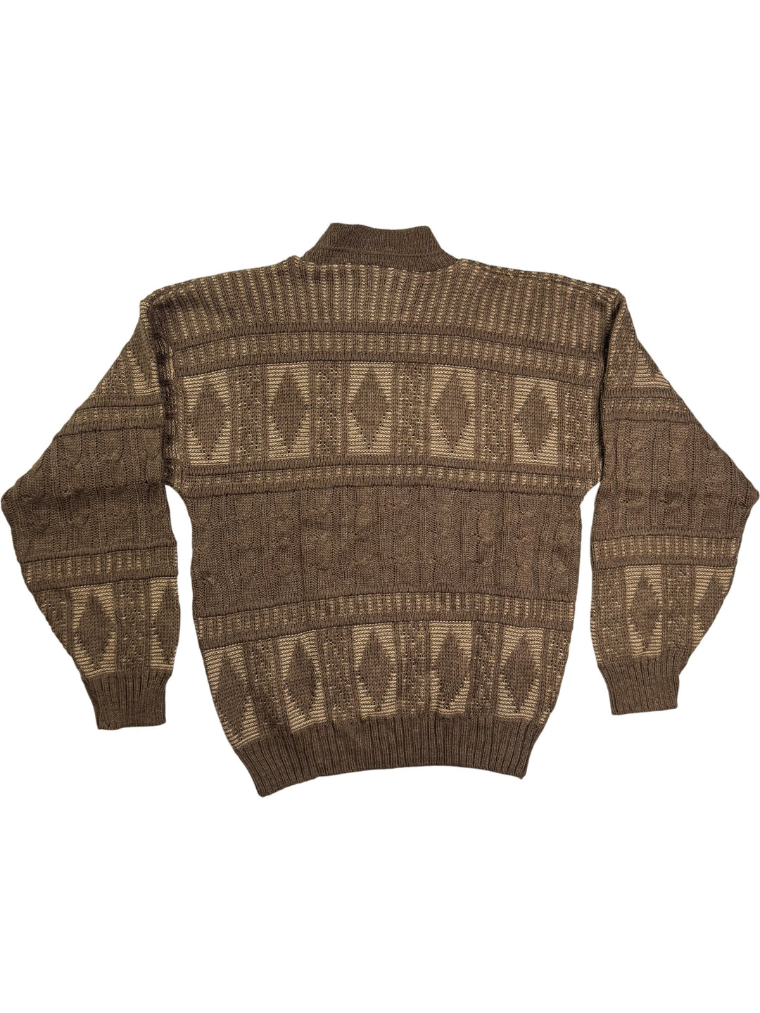 Bentley Brown Geometric Sweater - M - Think Vintage