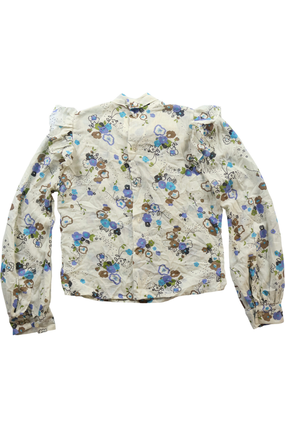 1970s Floral Pussy-Bow Blouse - S - Think Vintage