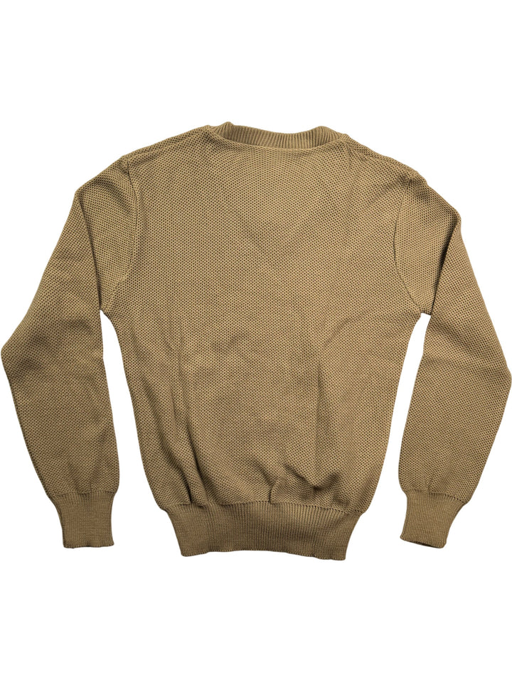 Zanetti V-Neck Knit Sweater Beige - S - Think Vintage