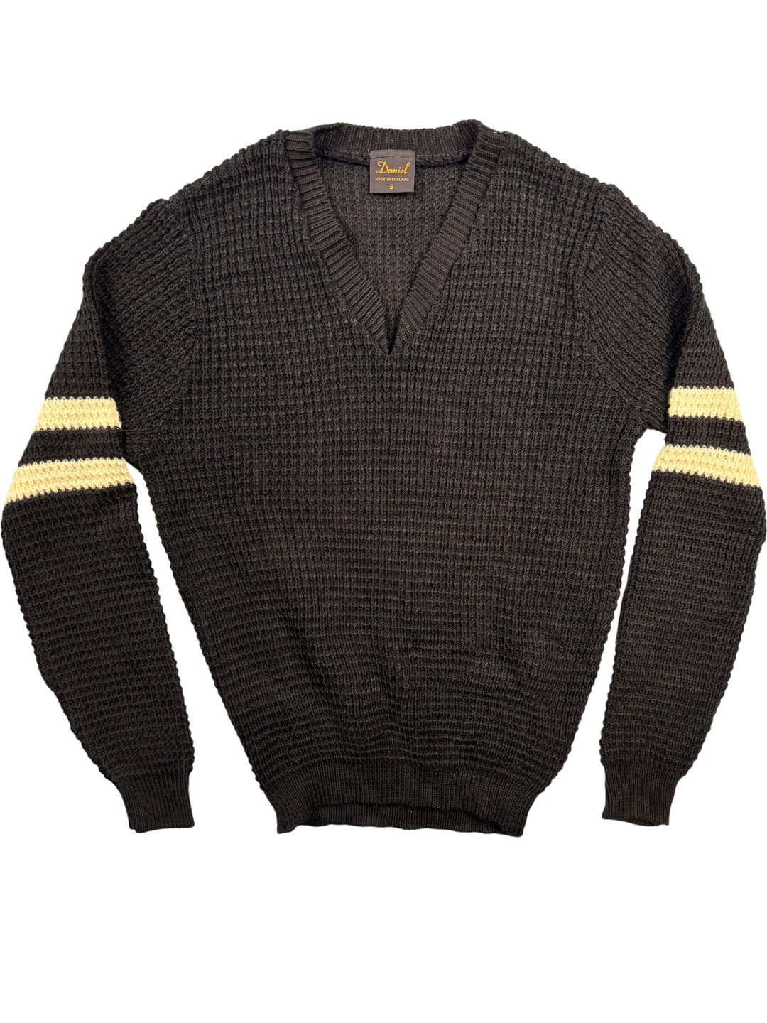 Daniel Black Acrylic V-Neck Sweater - XS - Think Vintage