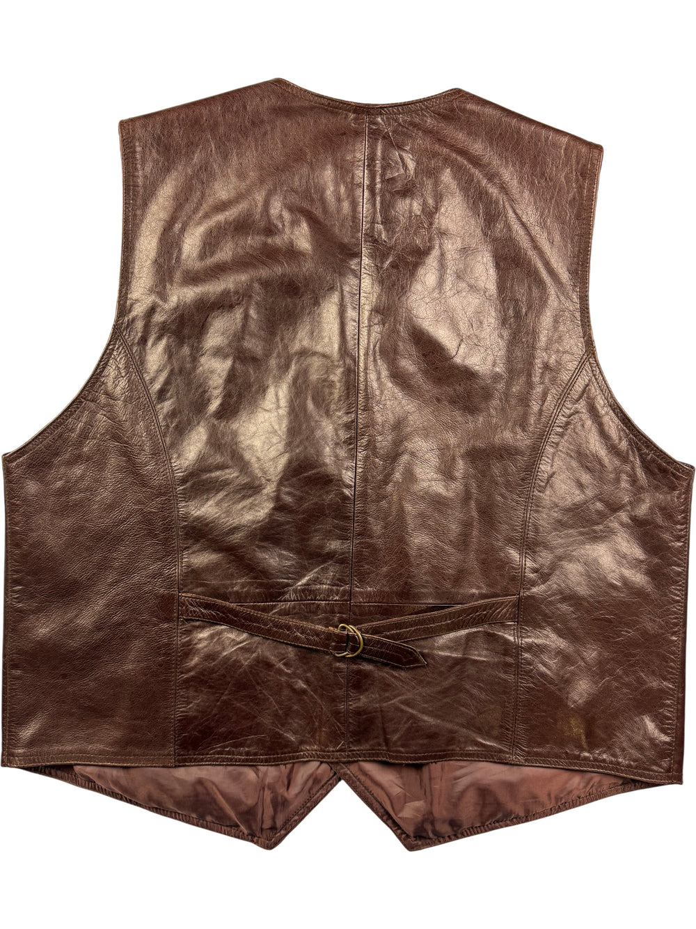 MDK Brown Leather Waistcoat - XL - Think Vintage