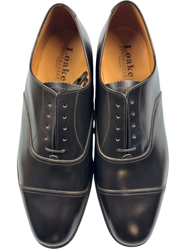 Loake Black Polished Leather Oxford Shoes - Think Vintage