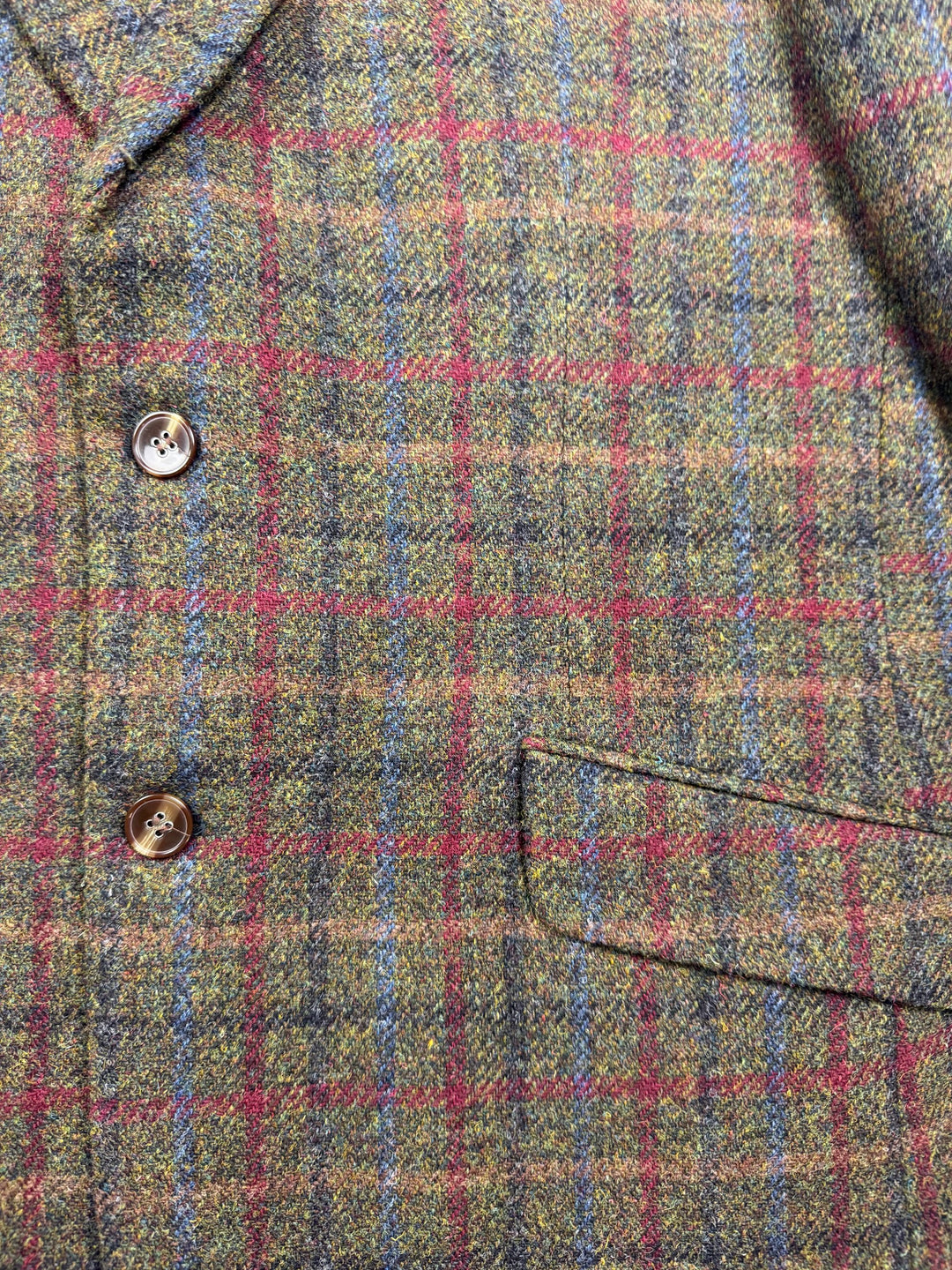 Harris Tweed Checkered Wool Blazer - M - Think Vintage