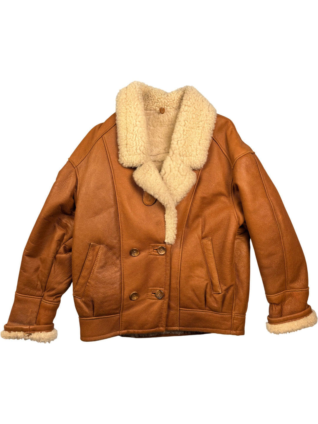 Sheepskin Aviator Jacket - M - Think Vintage
