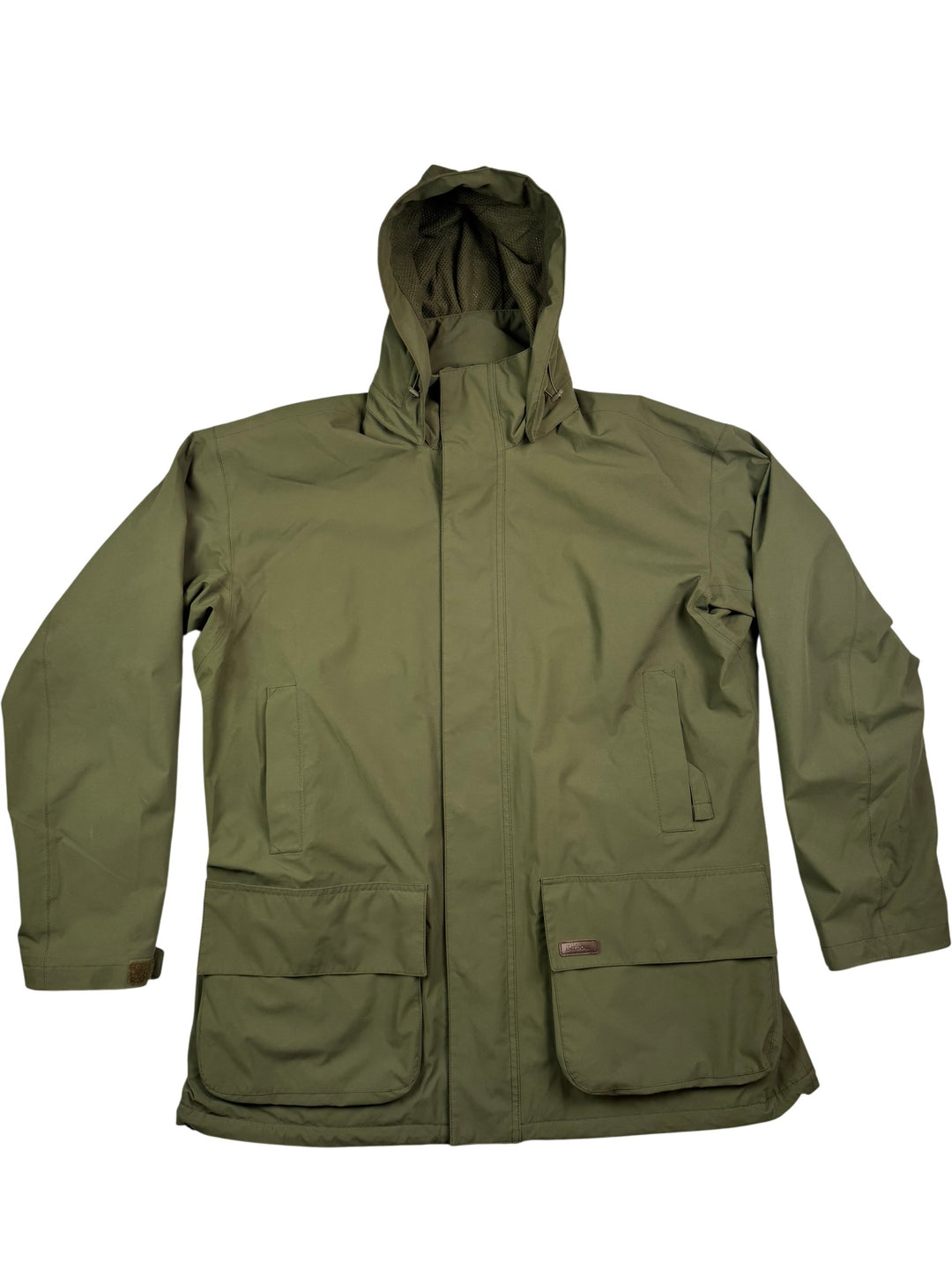 Barbour Green Hooded Rain Coat - L - Think Vintage