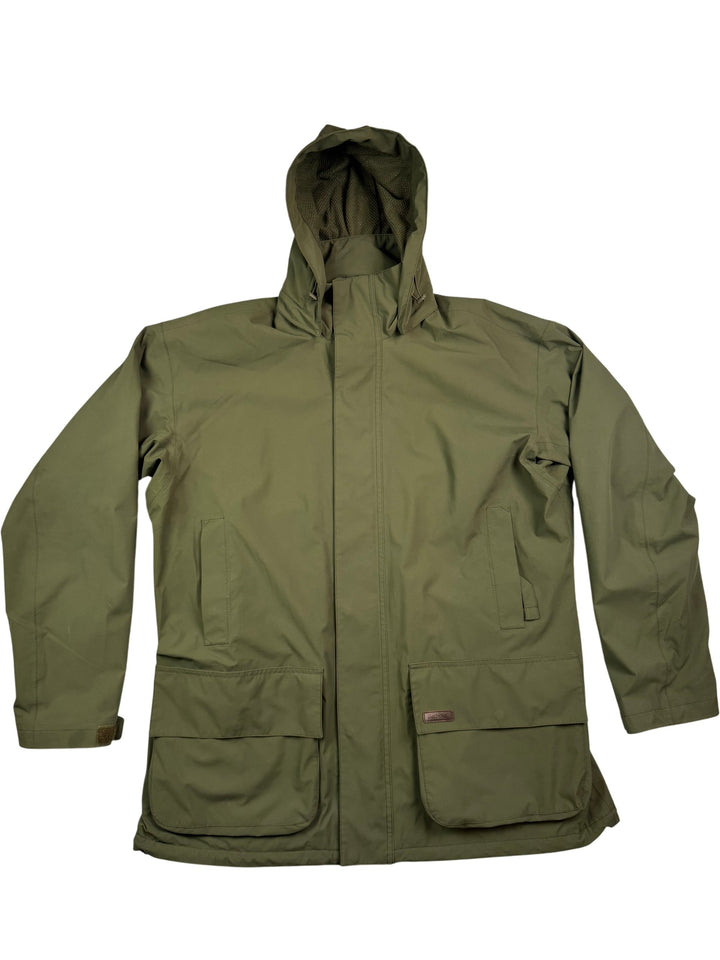 Barbour Green Hooded Rain Coat - L - Think Vintage