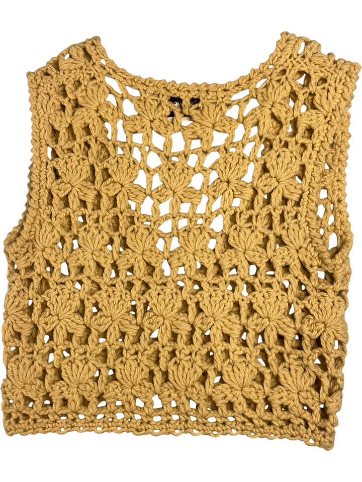 Italian Crochet Wool Waistcoat - XS - Think Vintage