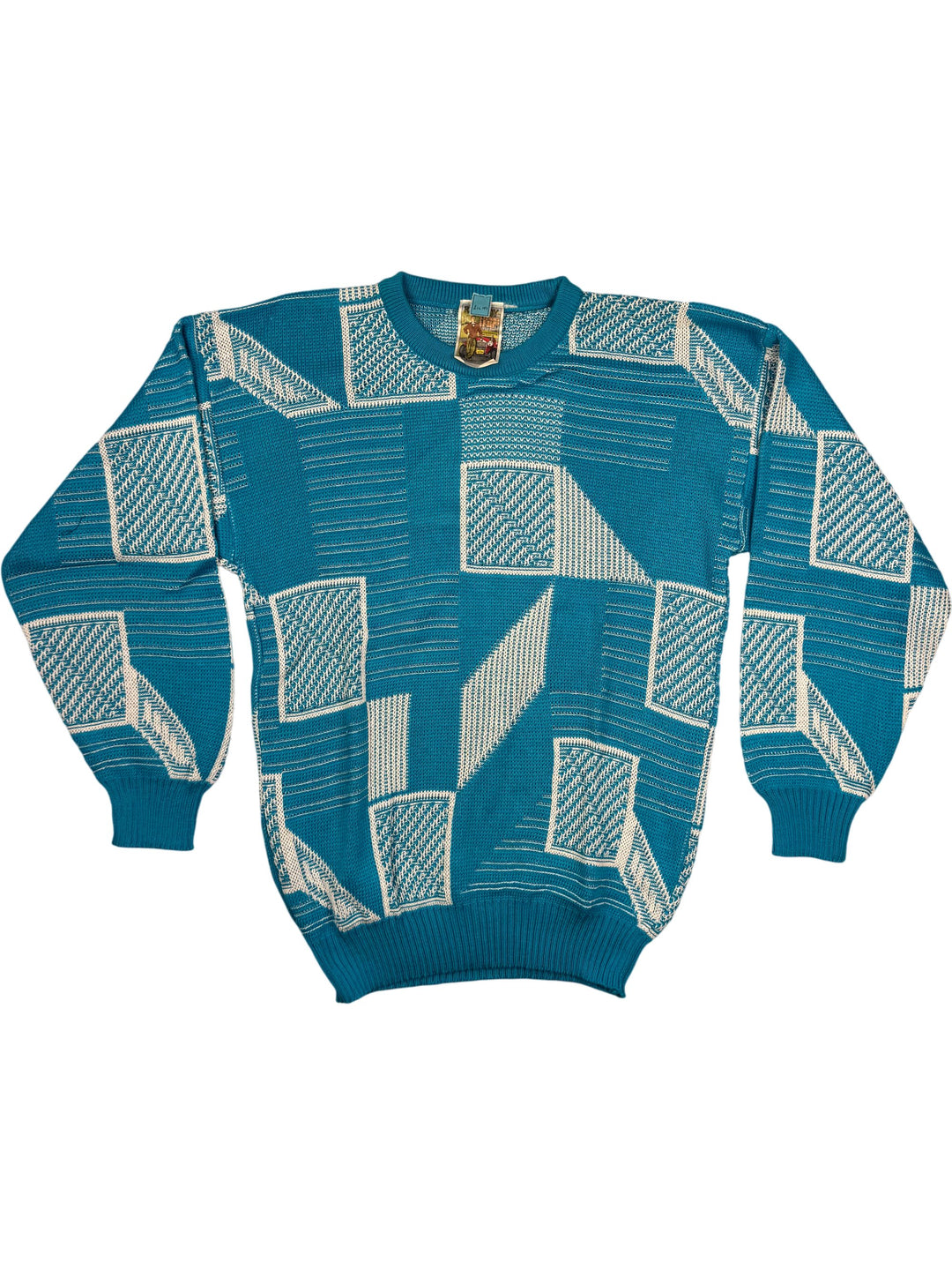 Rich Boy Geometric Pattern Sweater - M - Think Vintage