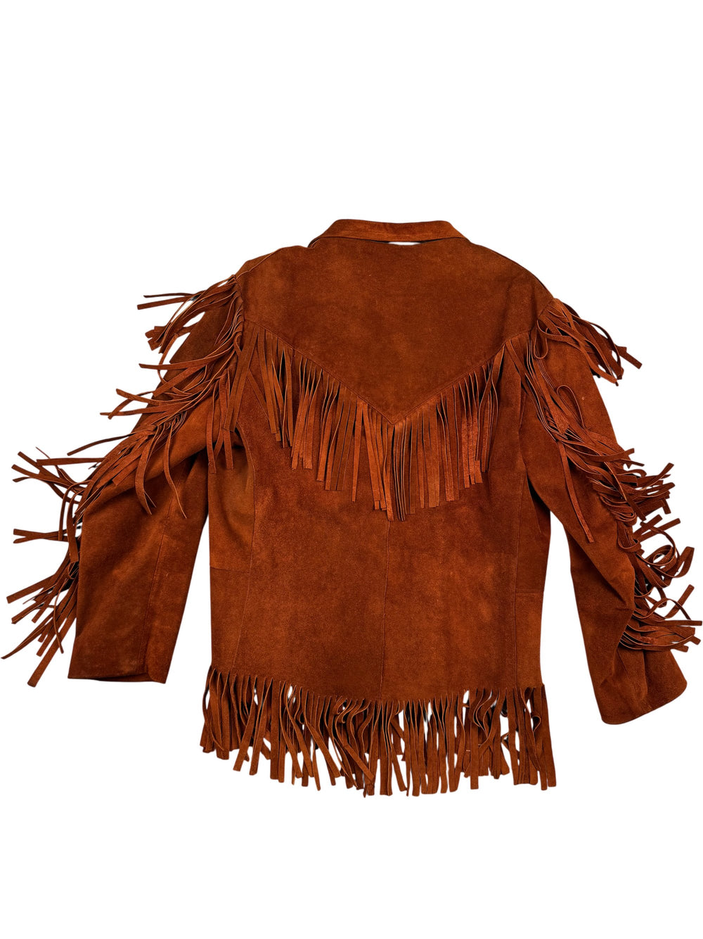 70s Brown Suede Fringe Jacket - L - Think Vintage