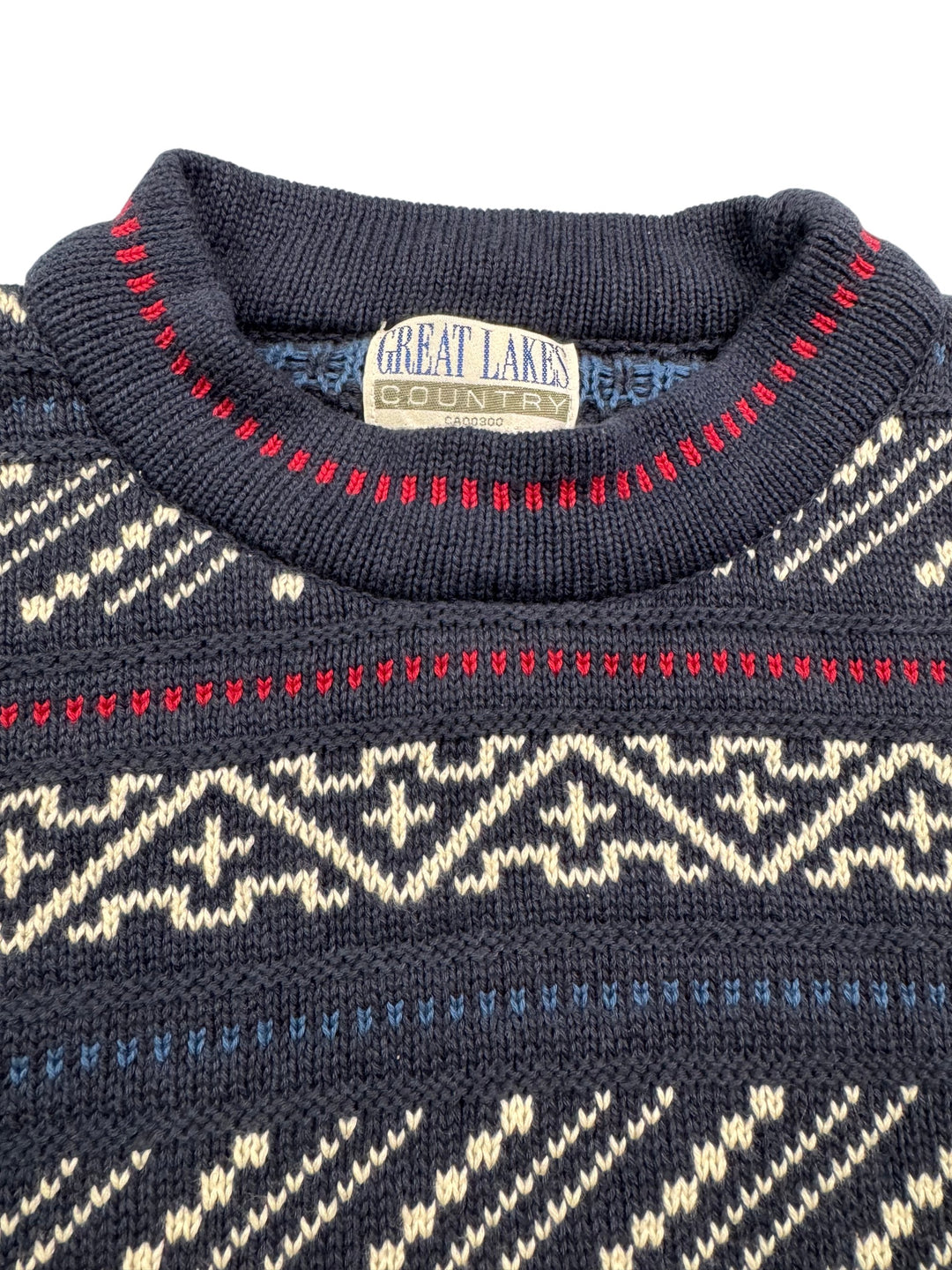 Great Lakes Country Patterned Knit Sweater - M - Think Vintage
