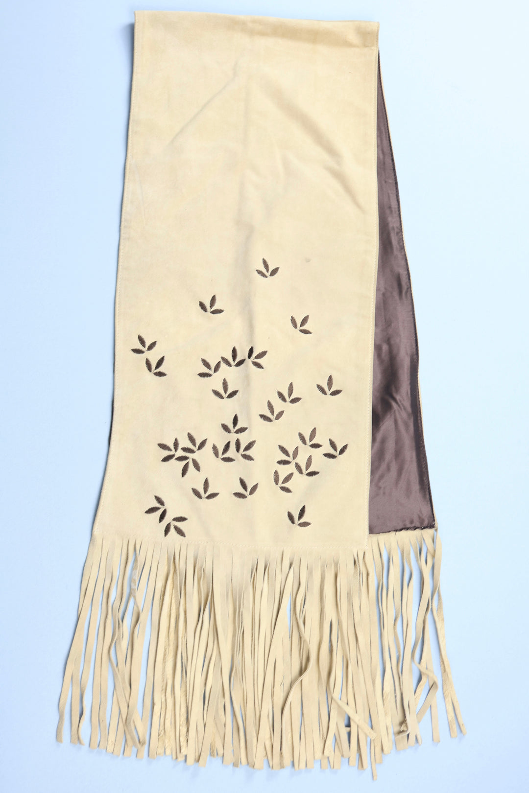 Vintage Suede Scarf With Fringe