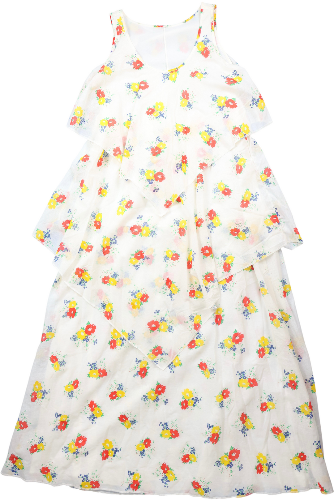 1970s Floral Tiered Maxi Dress - S - Think Vintage