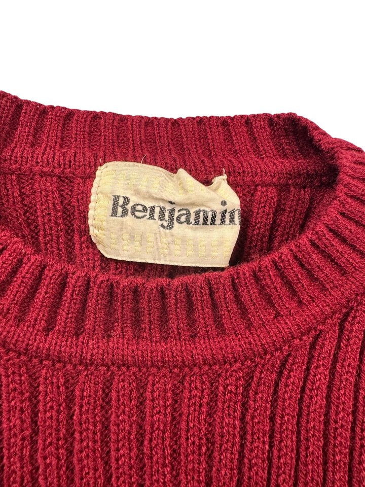 Benjamin Ribbed Knit Red Sweater - S - Think Vintage