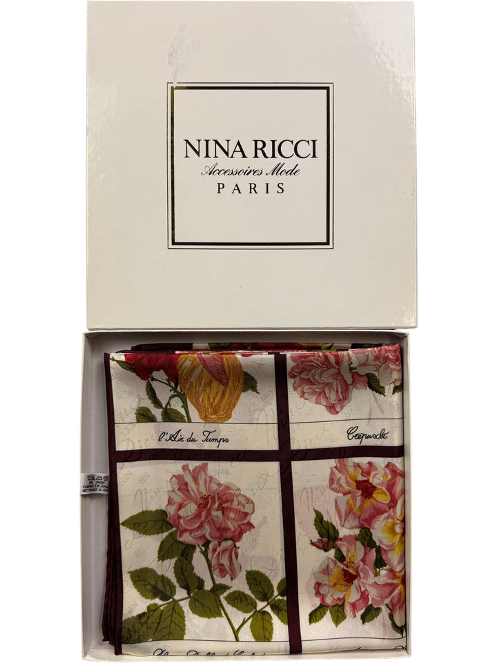 Nina Ricci Floral Patterned Square Scarf - Think Vintage
