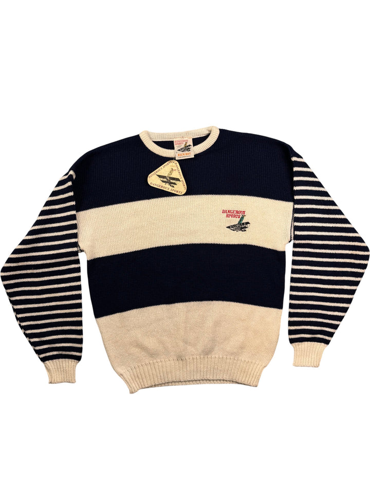 Rich Boy Dangerous Sports Striped Sweater - L - Think Vintage