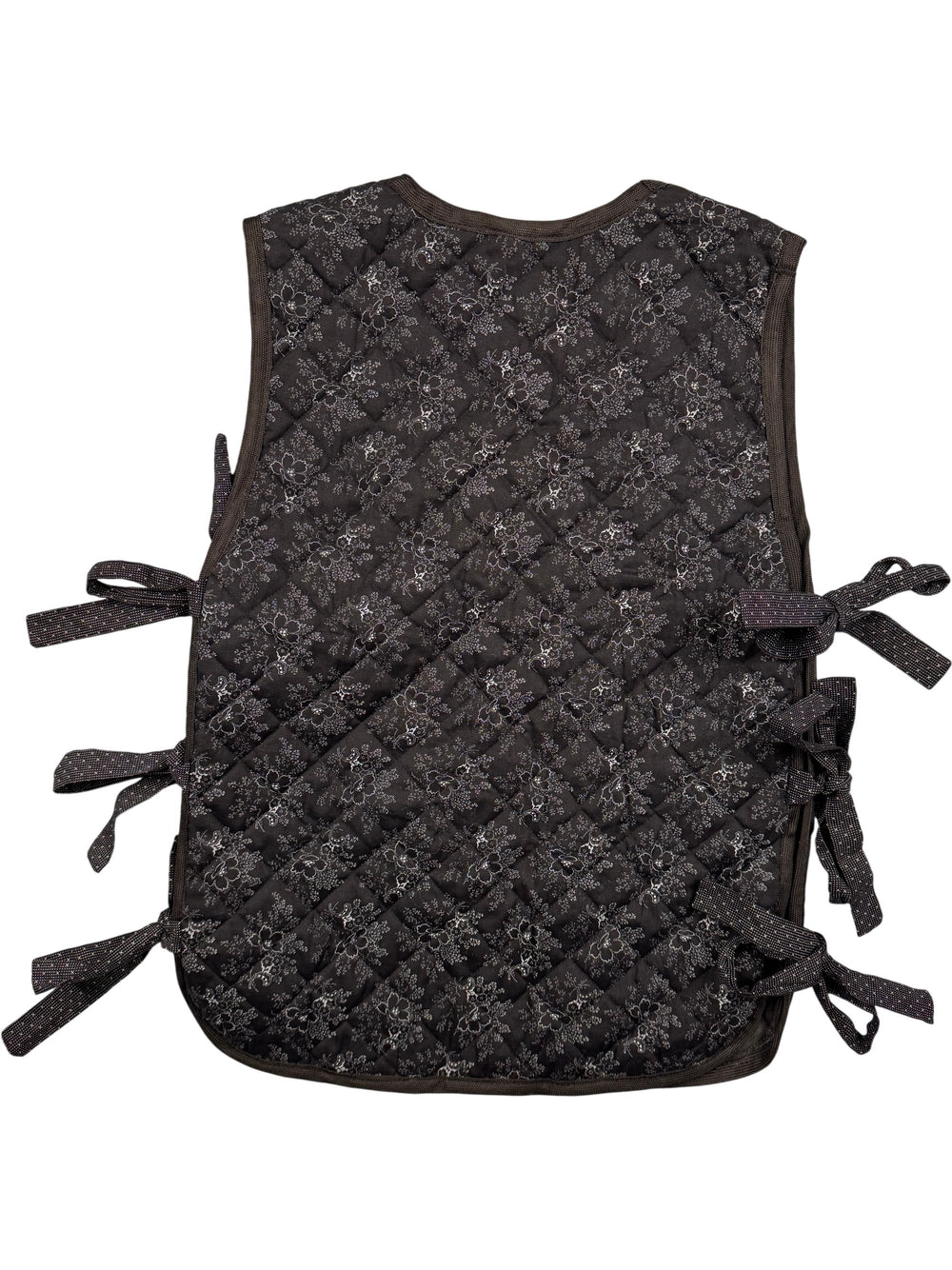 Floral Quilted Apron with Side Ties - XS - Think Vintage