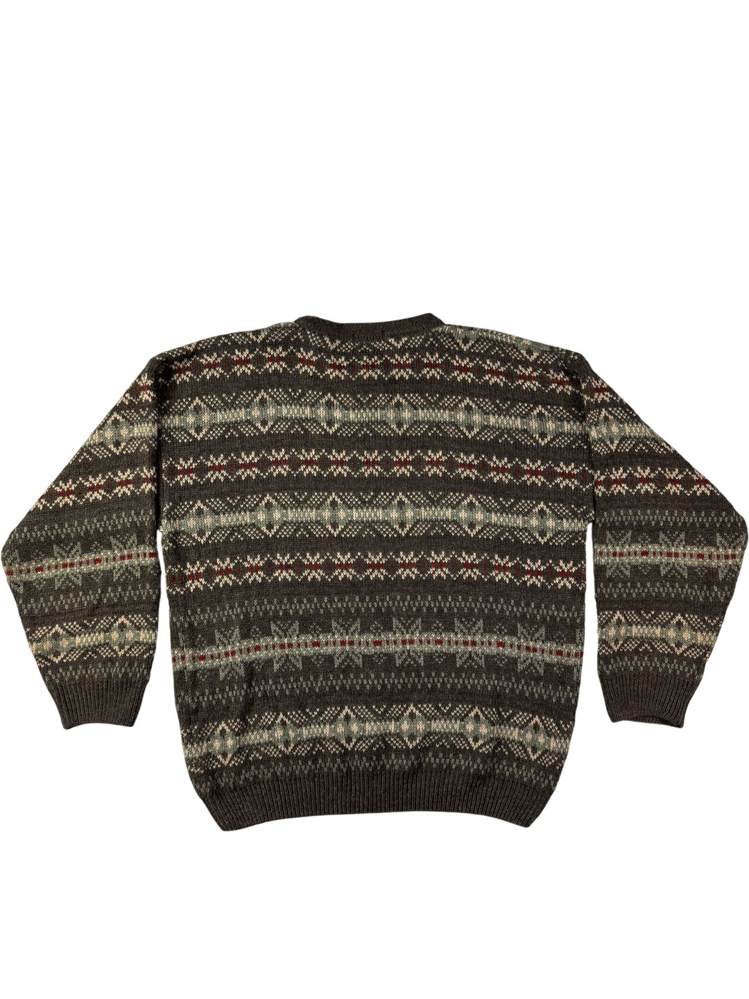 Geometric Pattern Knit Sweater - S - Think Vintage