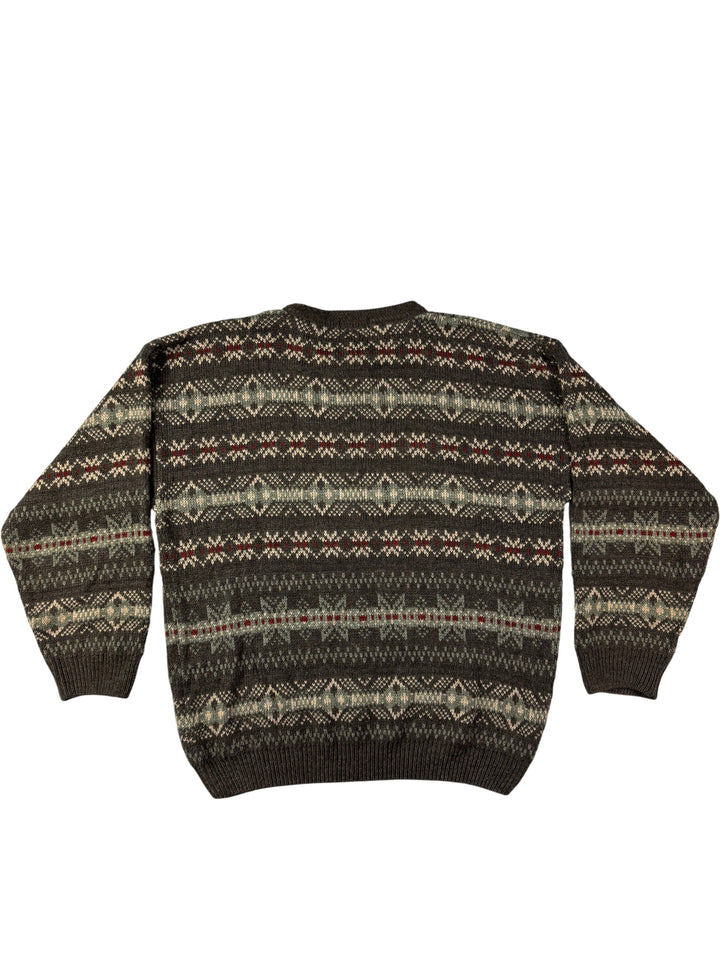 Geometric Pattern Knit Sweater - S - Think Vintage