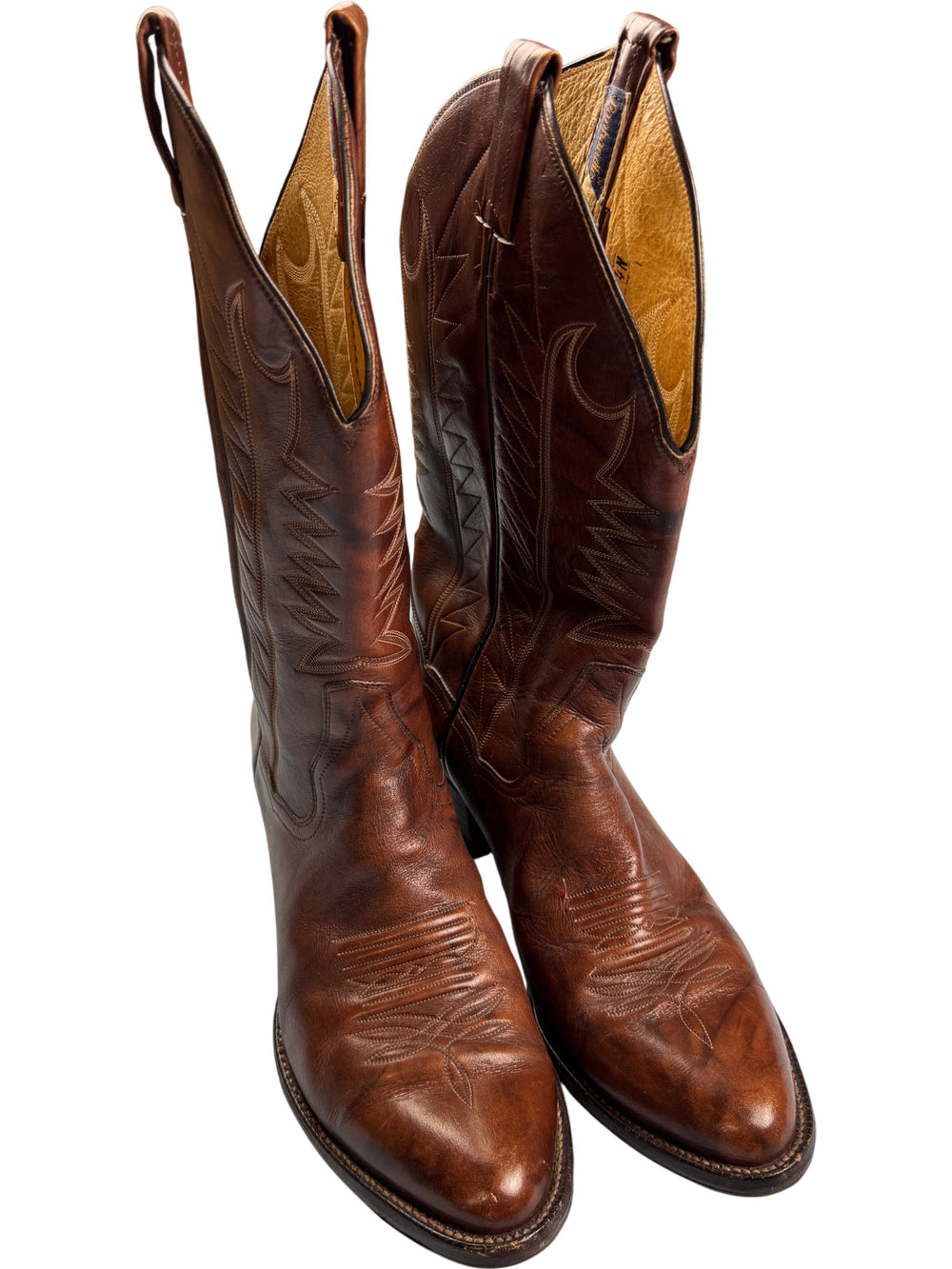 Panhandle Slim Brown Leather Cowboy Boots - 10.5 - Think Vintage