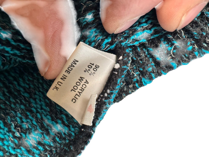 Rich Boy Teal Patterned Knit Sweater - M - Think Vintage