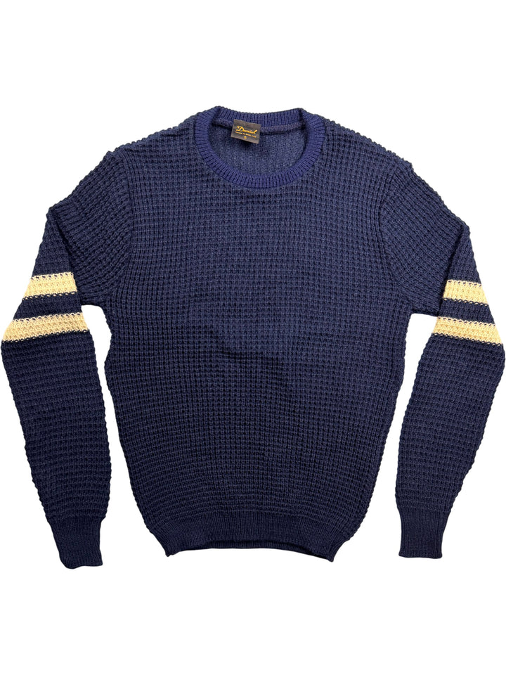 Daniel Navy Waffle Knit Sweater - S - Think Vintage