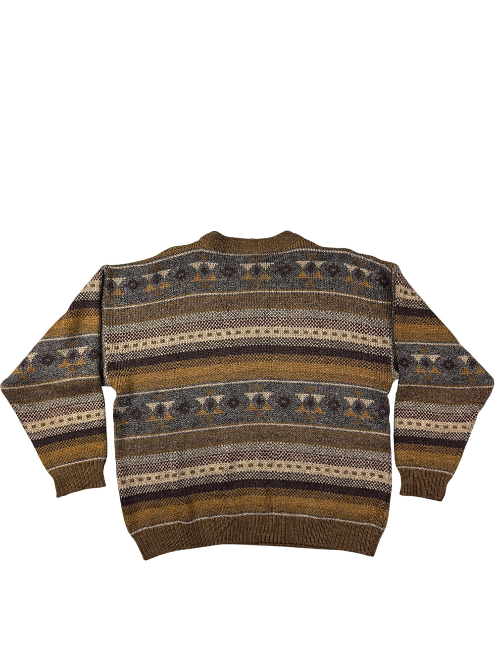 Patterned Knit Sweater - M - Think Vintage